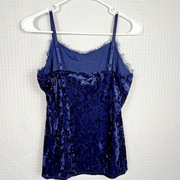 Y2K Crushed Velvet Cami‎ Tank Top Small Babydoll Lace Trim Fairy Whimsigoth Luxe - Picture 2 of 8